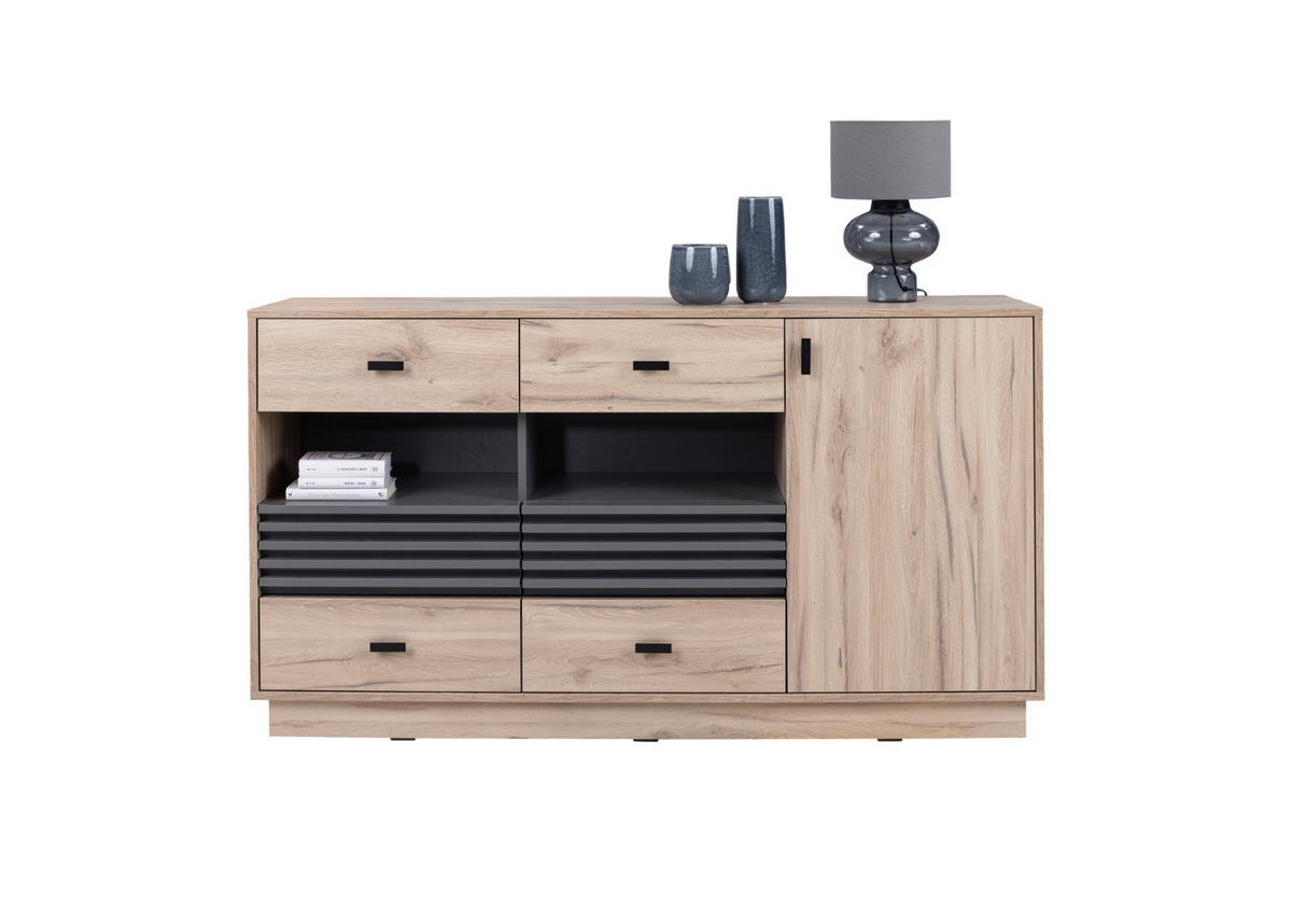 Komoda VELLUTO 155 cm 6 szuflad Jasny dąb