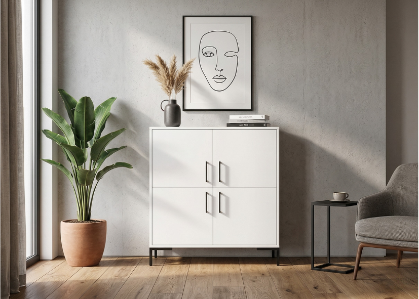 Komoda wysoka NORANO 100 cm Biały mat