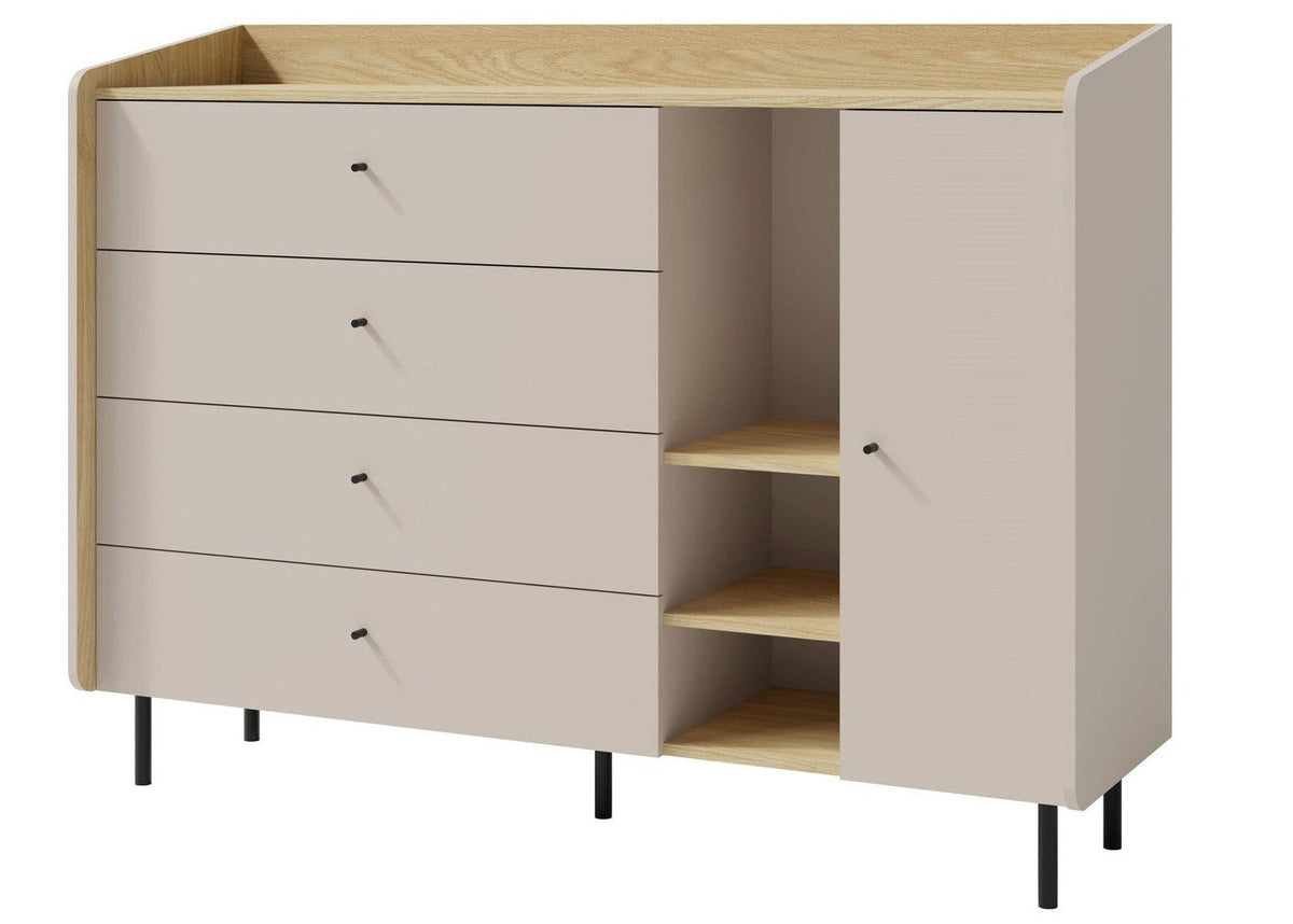 Komoda AURELIA 150 cm z szafką i szufladami Jasny Beż