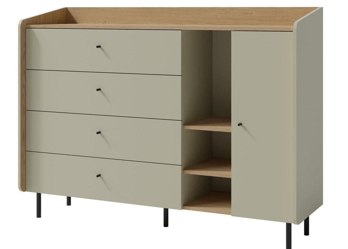Komoda AURELIA 150 cm z szafką i szufladami Eukaliptus