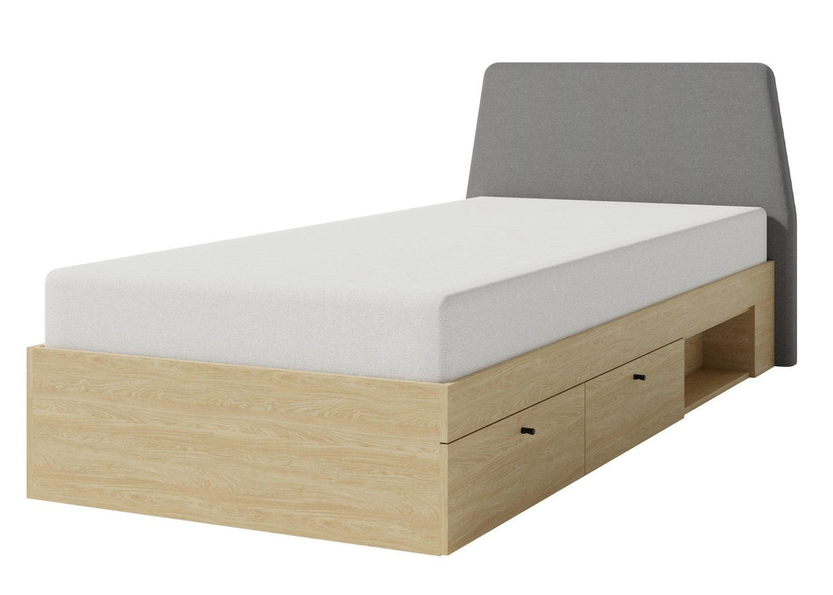 Łóżko pojedyncze AURELIA 90x200 z szufladami Jasny beż