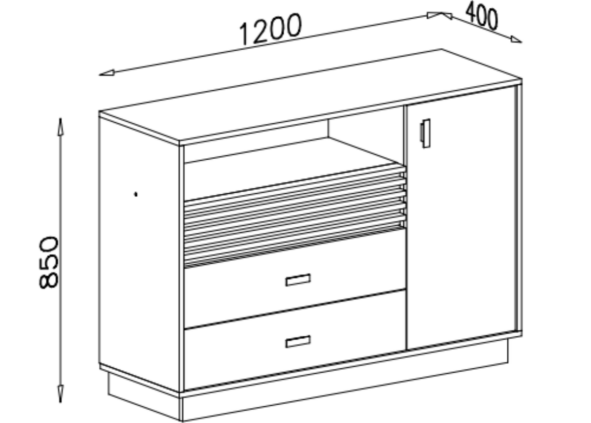Komoda VELLUTO 120 cm z półką Jasny dąb