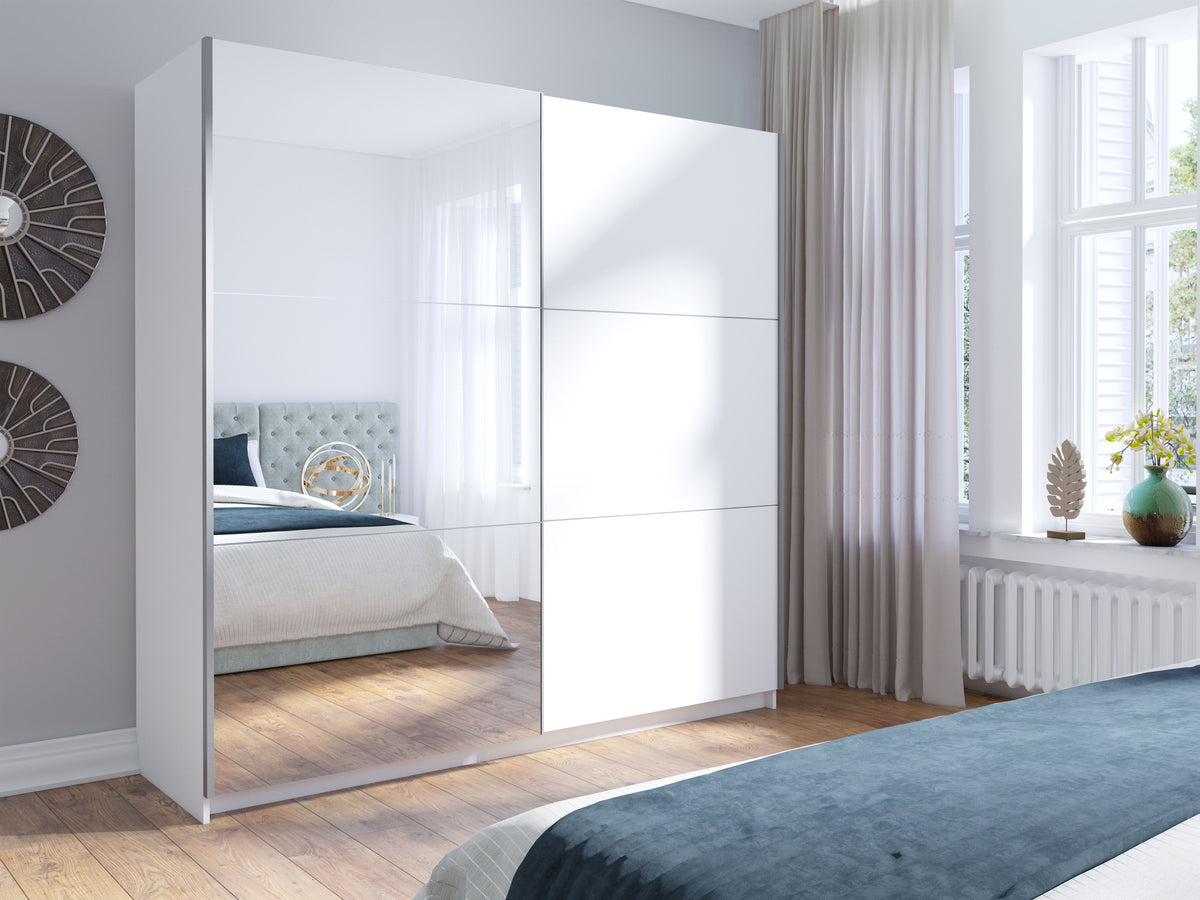 Szafa przesuwna z lustrem ZAIDA 150 cm Biały