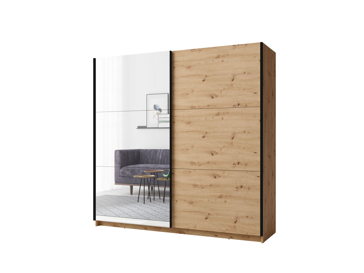 Szafa przesuwna z lustrem ZAIDA 200 cm Dąb artisan