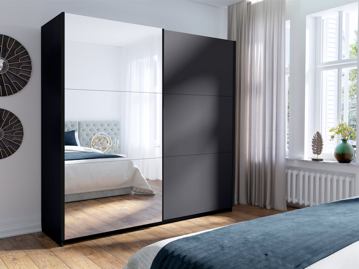 Szafa przesuwna z lustrem ZAIDA 150 cm Szary