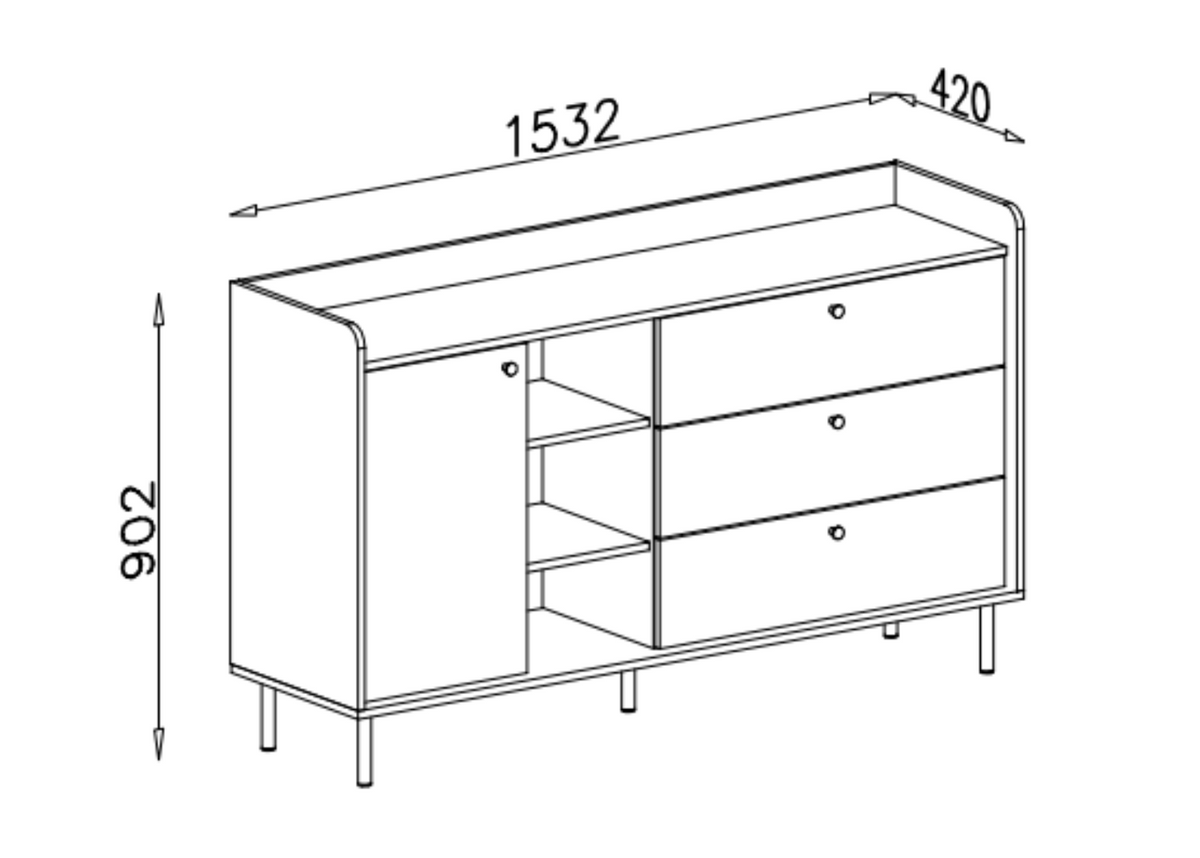 Komoda NORDA 150 cm Jasny beż