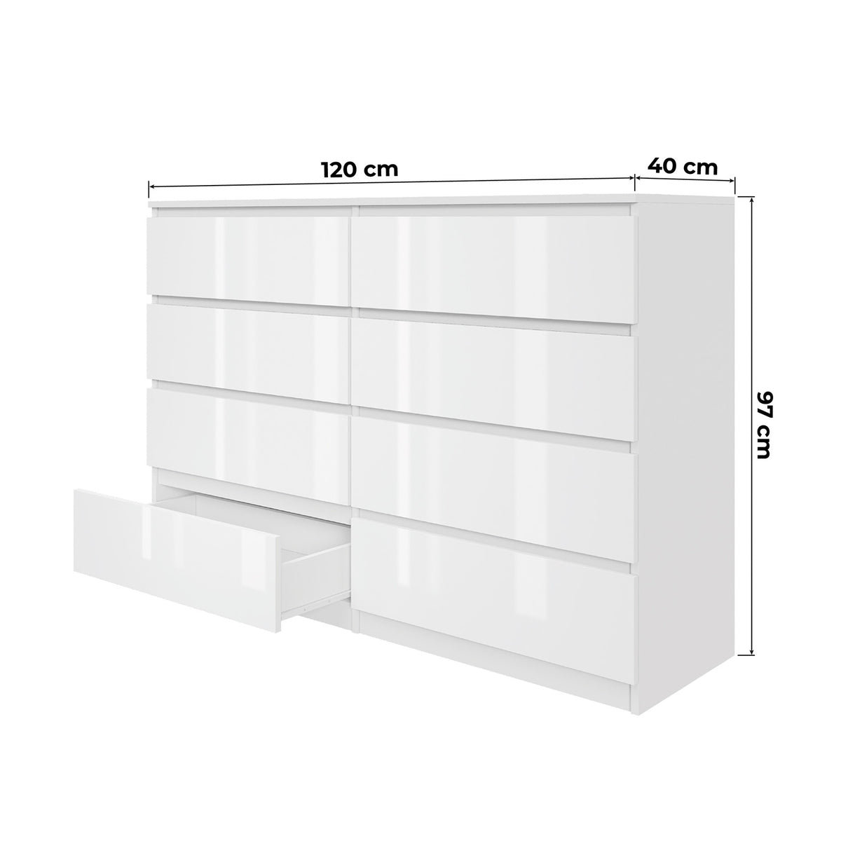 Komoda MODO 120 cm 8 szuflad Dąb sonoma