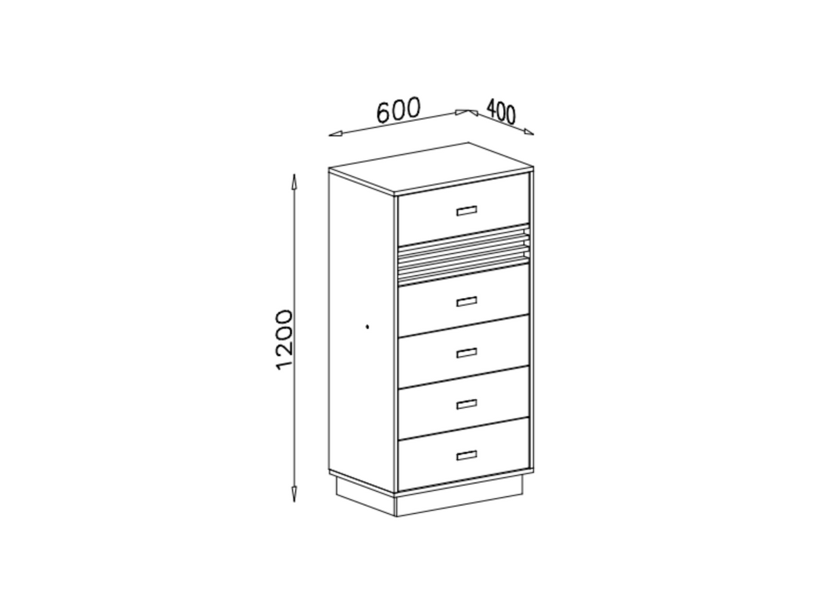 Komoda VELLUTO 60 cm z szufladami Jasny dąb