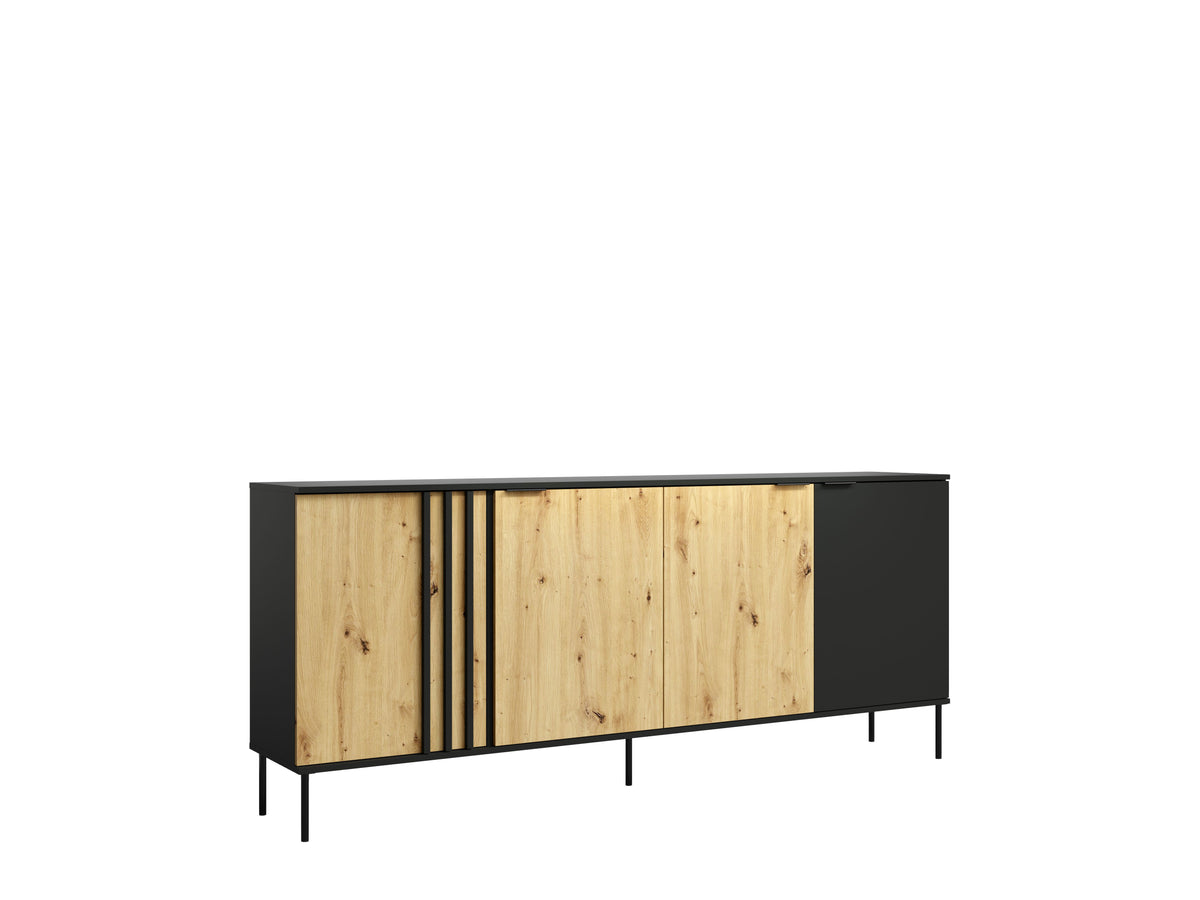 Komoda NESTILA 220 cm Czarny + Dąb artisan