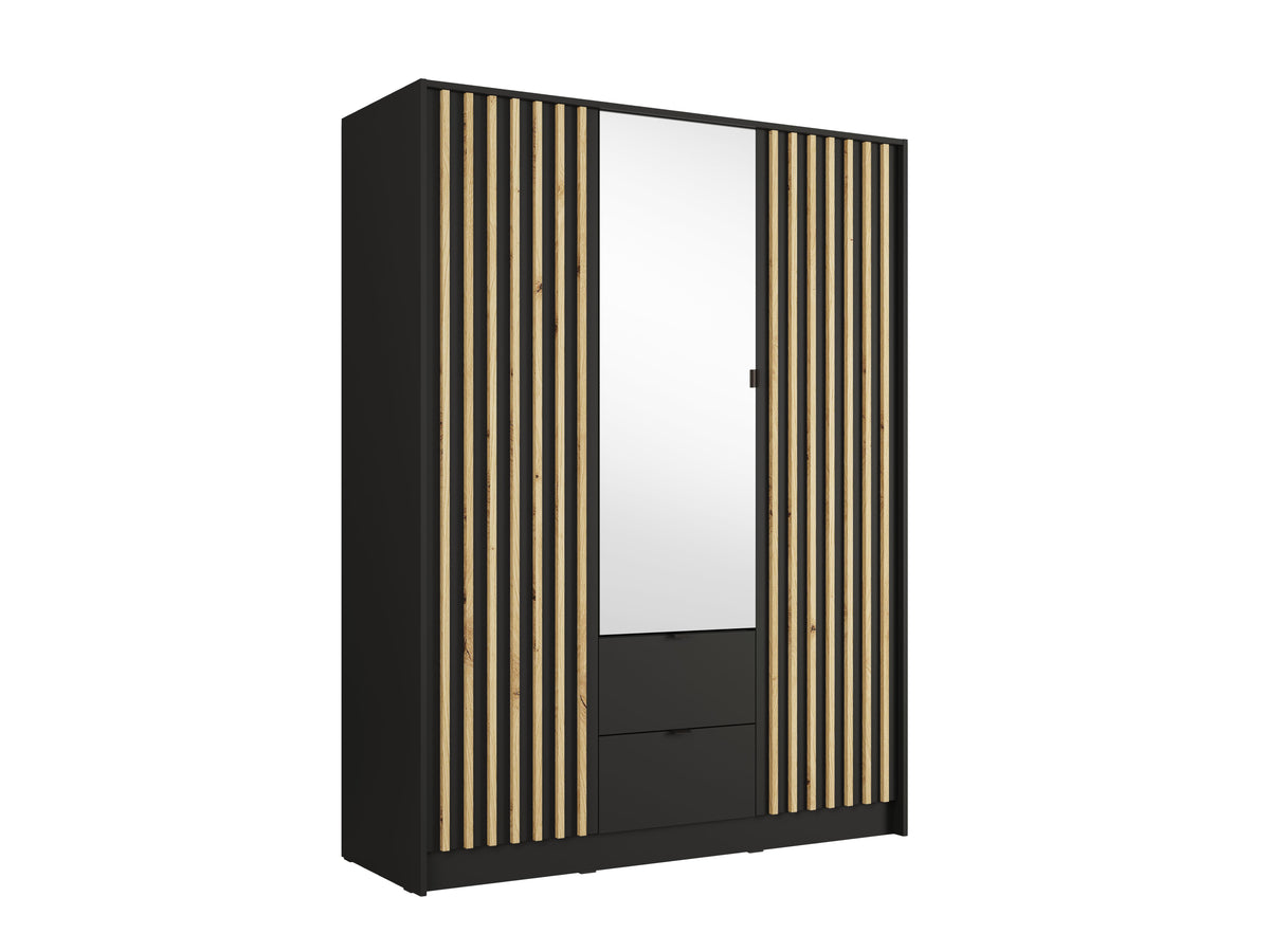 Szafa trzydrzwiowa z lustrem LUNOMA 150 cm Czarny onyx