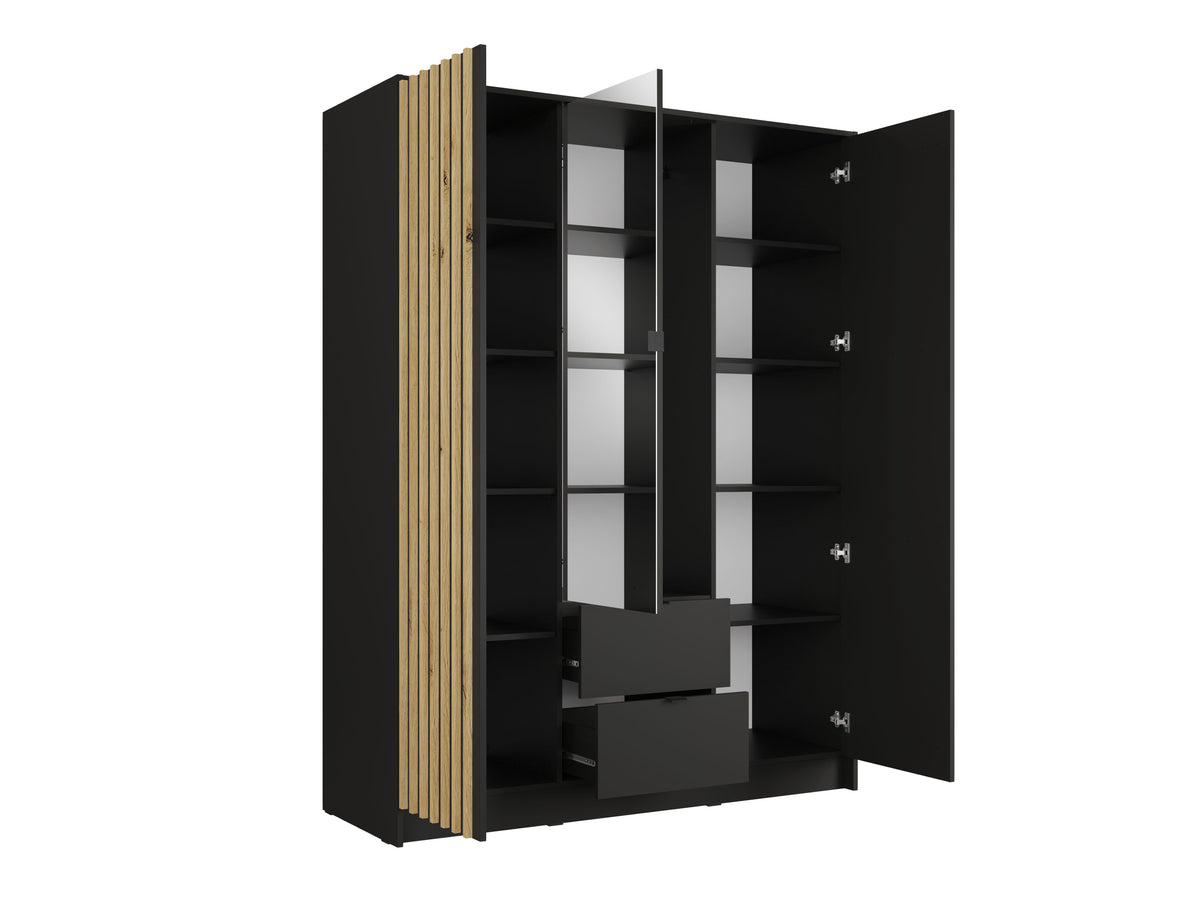 Szafa trzydrzwiowa z lustrem LUNOMA 150 cm Czarny onyx