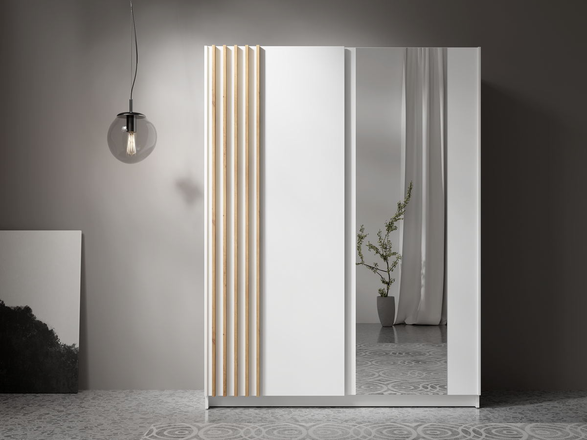 Szafa przesuwna z lustrem LINOX 150 cm Biały