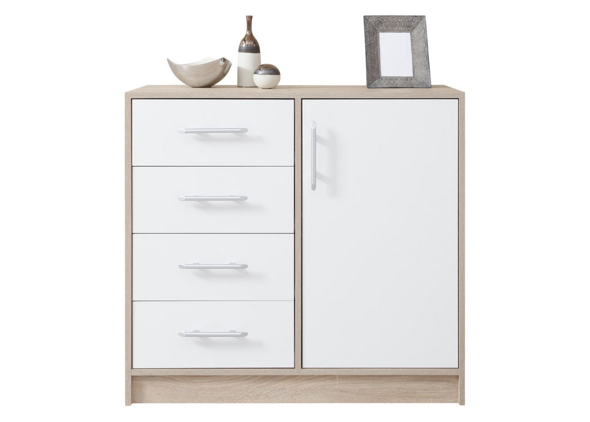 Komoda VENTO 90 cm Dąb sonoma + biały