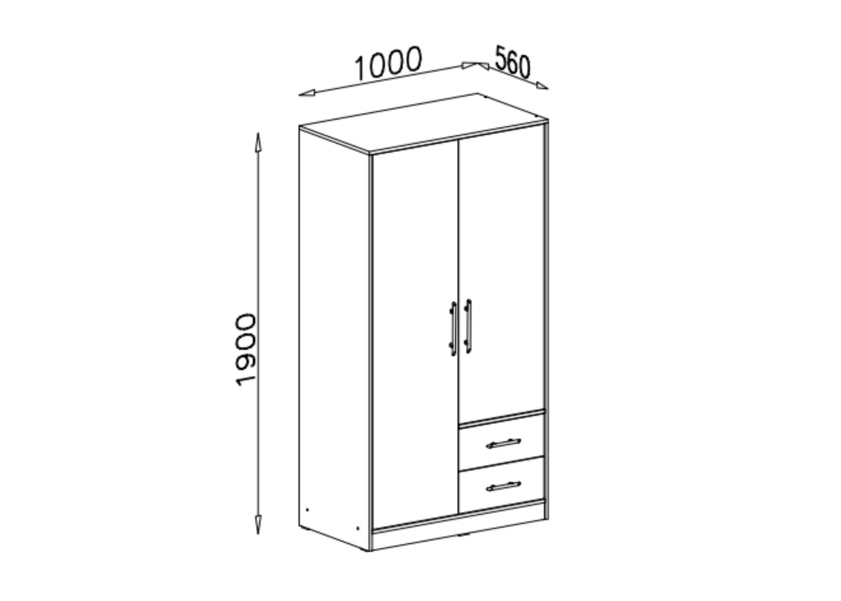 Szafa dwudrzwiowa VENTO 100 cm Dąb sonoma + biały