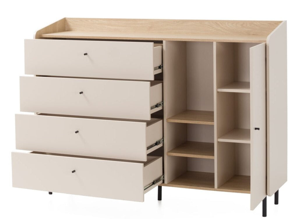 Komoda AURELIA 150 cm z szafką i szufladami Eukaliptus