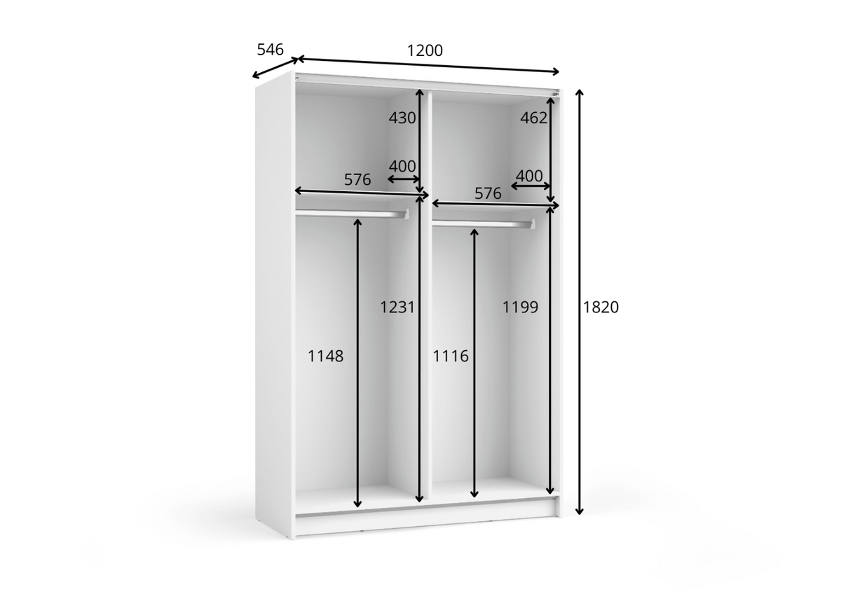 Szafa przesuwna z lustrem HELIAN 120 cm Czarny