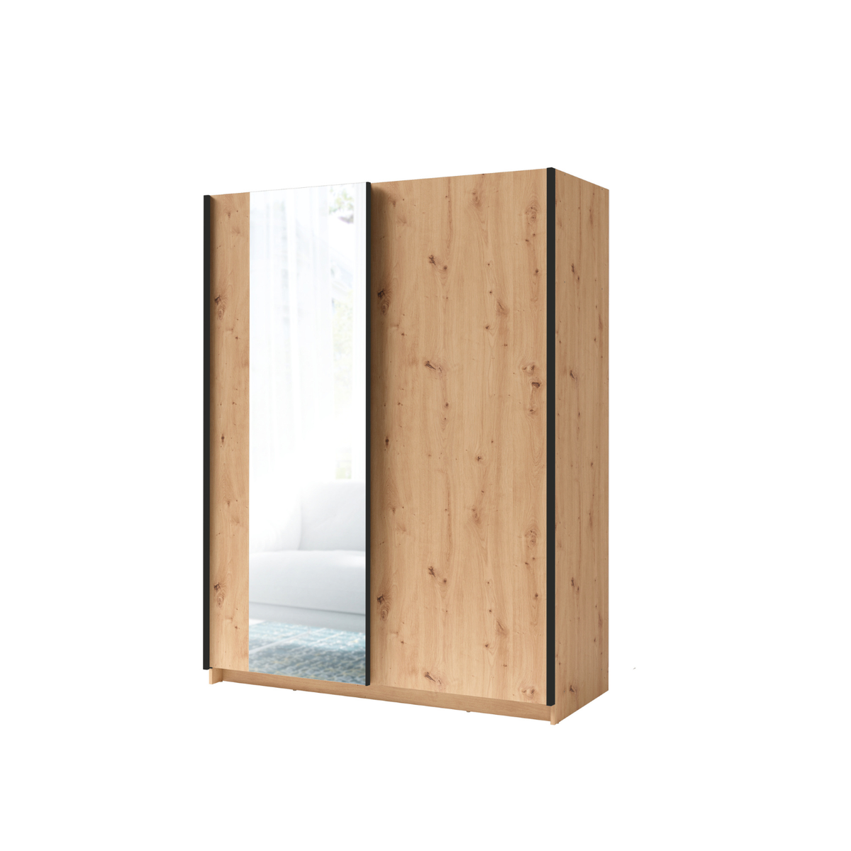 Szafa przesuwna z lustrem KOMAHO 150 cm Dąb artisan