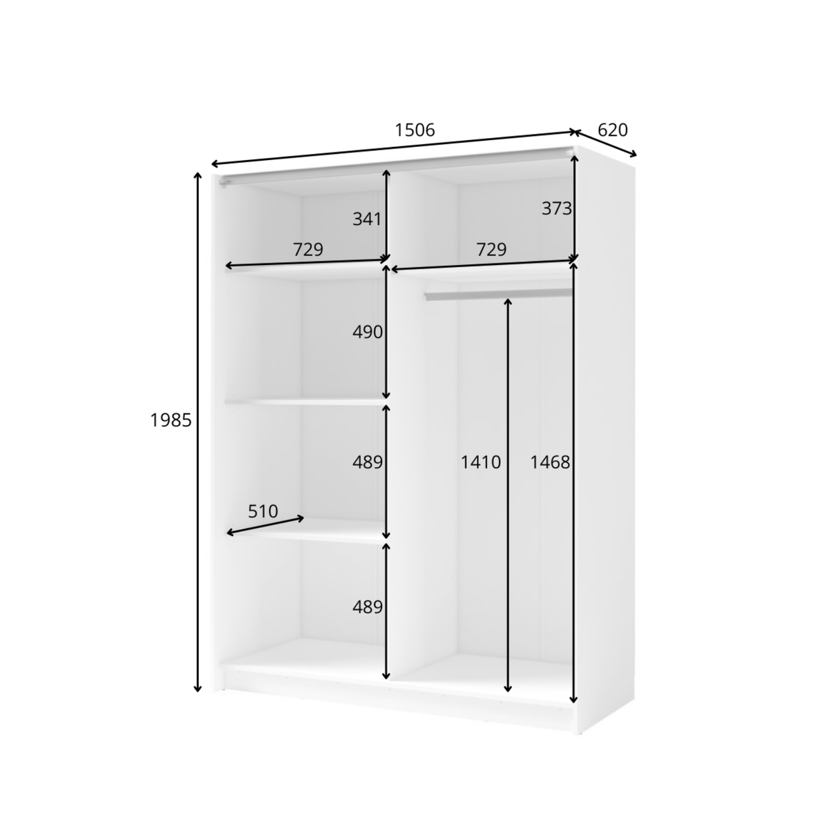 Szafa przesuwna KOMAHO 150 cm Dąb sonoma