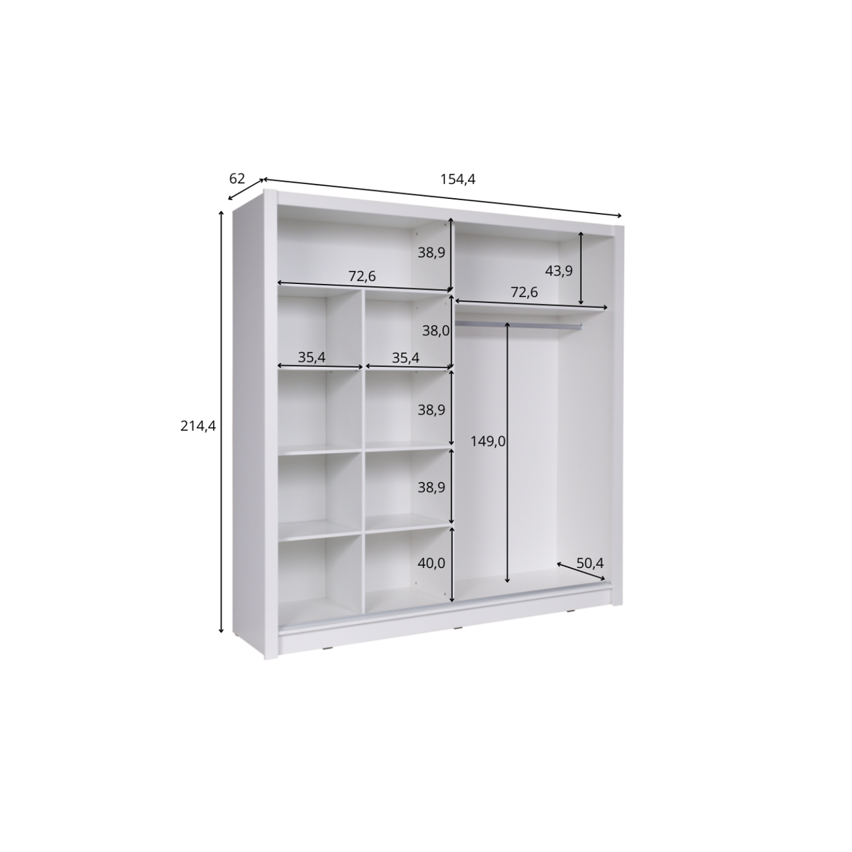 Szafa przesuwna z lustrem SELAR 150 cm Szary
