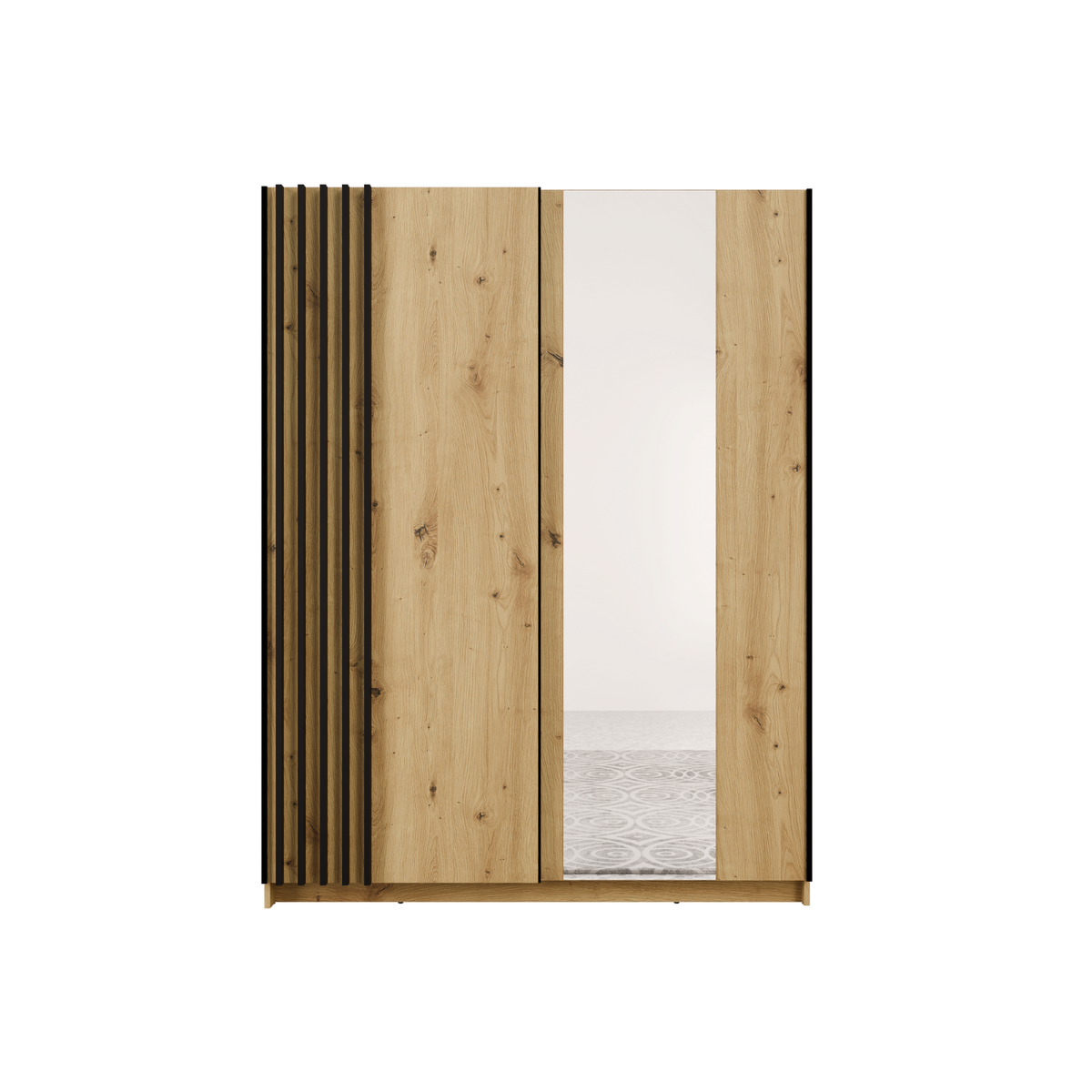 Szafa przesuwna z lustrem LINOX 150 cm Dąb artisan