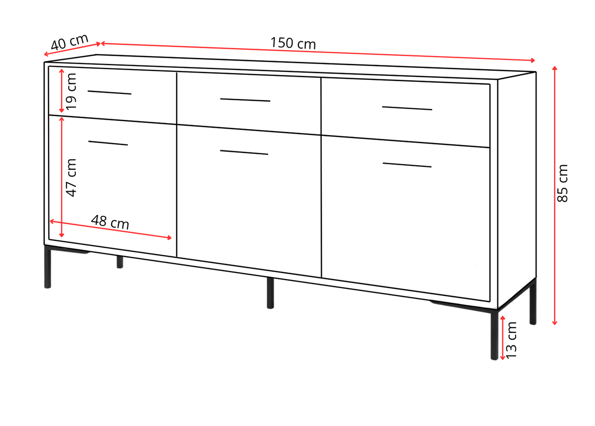 Komoda NORANO 150 cm Kaszmir