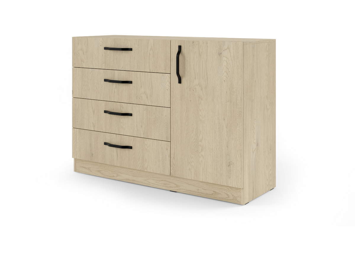 Komoda ZIP 120 cm metalowy uchwyt Dąb cremona