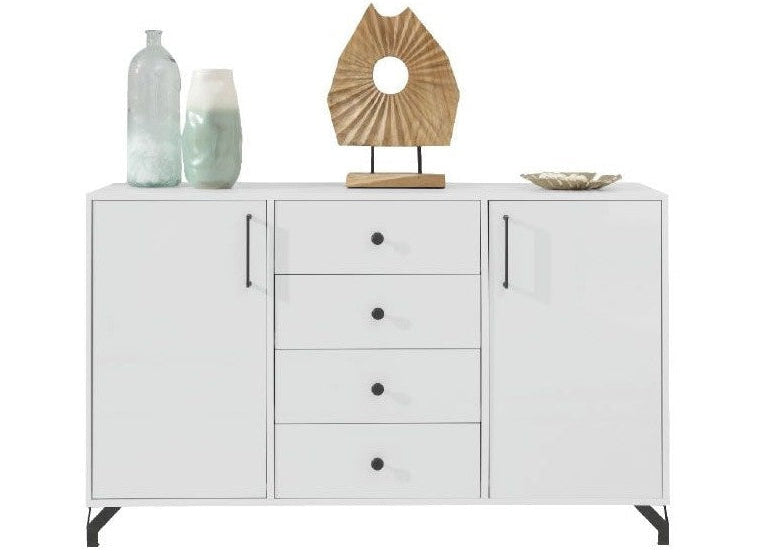 Komoda MONO 140 cm 4 szuflady Biały połysk