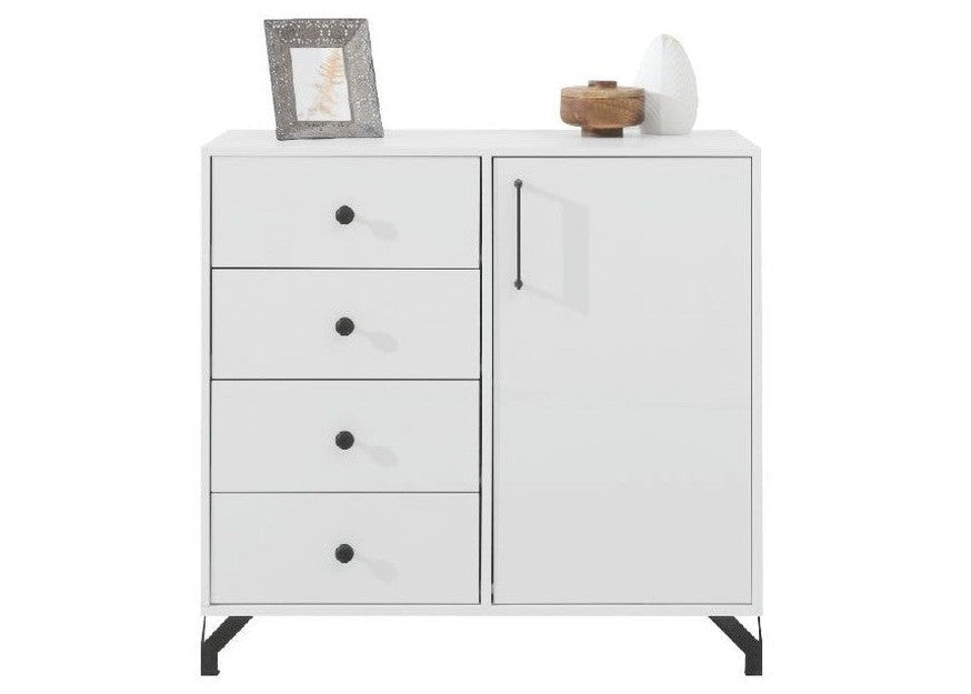 Komoda MONO 90 cm 4 szuflady Biały połysk