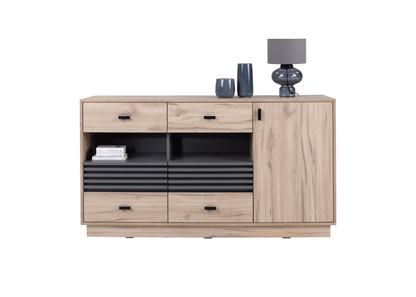 Komoda VELLUTO 155 cm 6 szuflad Jasny dąb