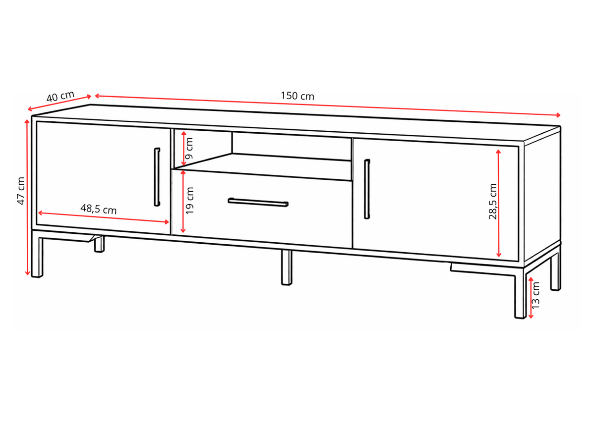Szafka RTV NORANO 150 cm Biały mat