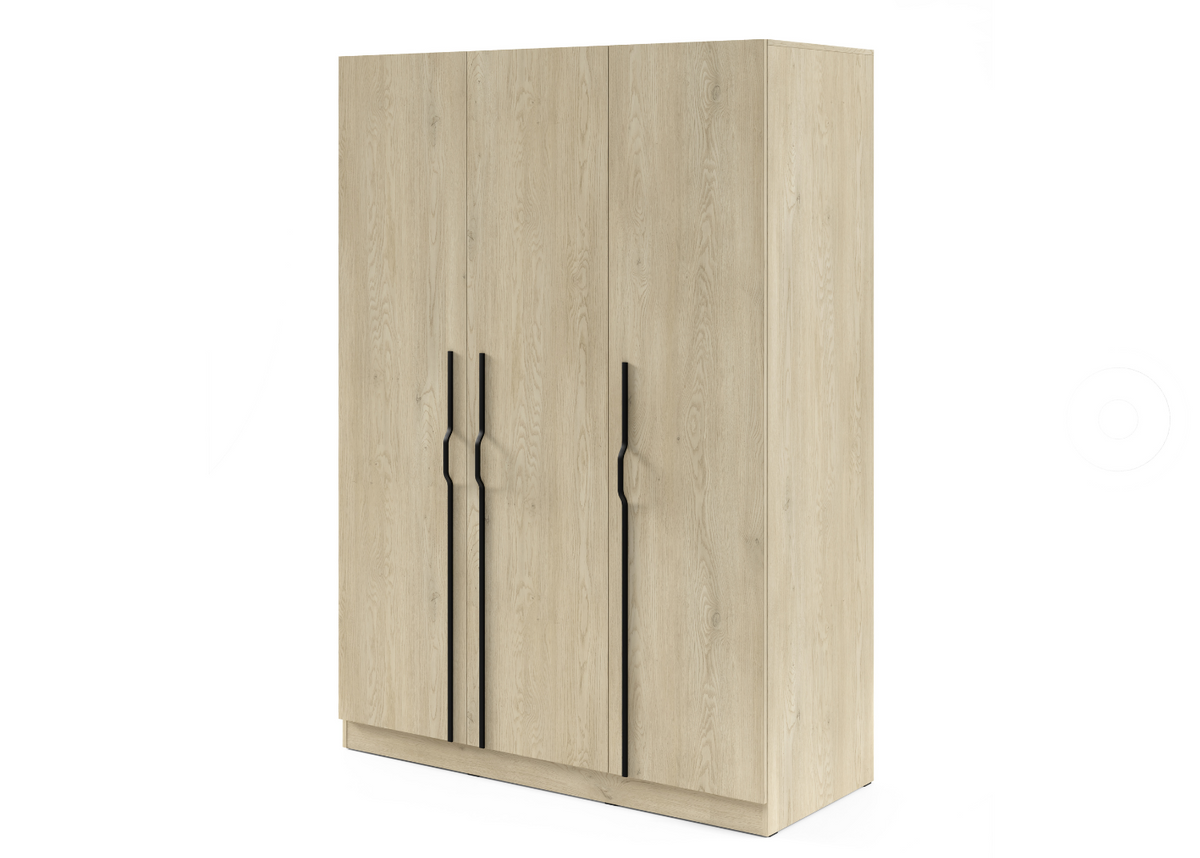 Szafa trzydrzwiowa ZIP 150 cm metalowy uchwyt Dąb cremona