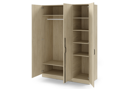 Szafa trzydrzwiowa ZIP 150 cm metalowy uchwyt Dąb cremona
