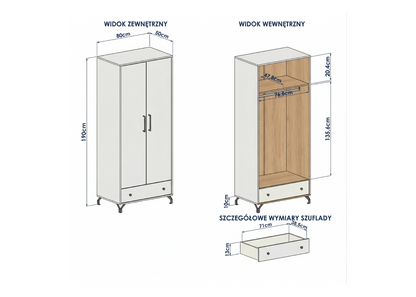 Szafa dwudrzwiowa MONO 80 cm Biały połysk