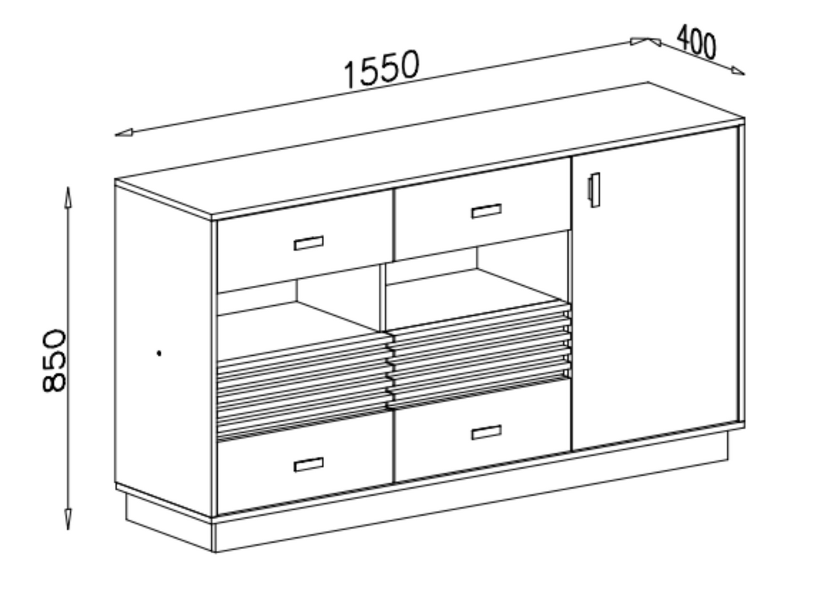 Komoda VELLUTO 155 cm 6 szuflad Kaszmir