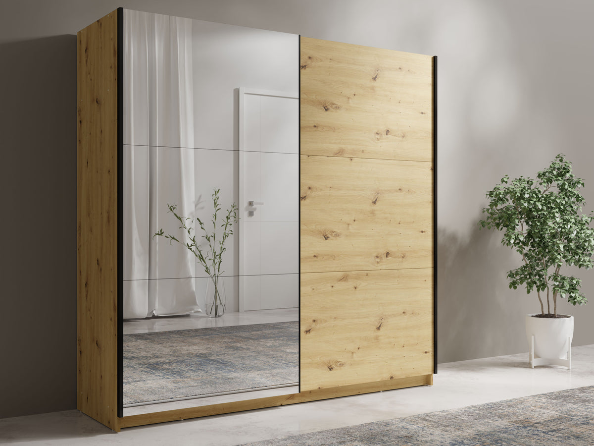 Szafa przesuwna z lustrem ZAIDA 200 cm Dąb artisan