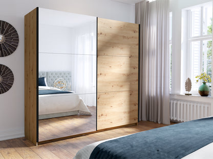 Szafa przesuwna z lustrem ZAIDA 200 cm Dąb artisan