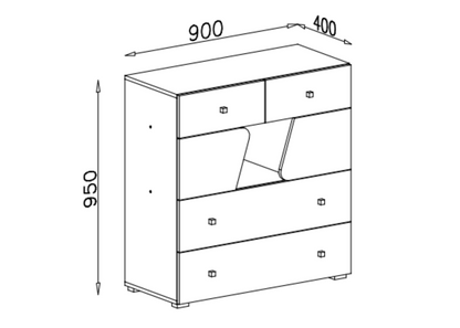 Komoda z szufladami ALVER 90 cm Jasny dąb / antracyt