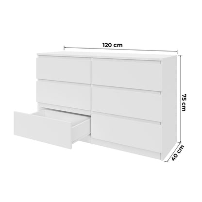 Komoda MODO 120 cm 6 szuflad Biały mat