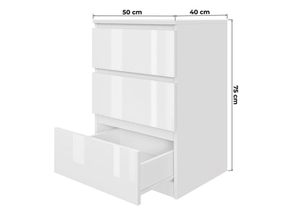 Komoda MODO 50 cm 3 szuflady Biały połysk