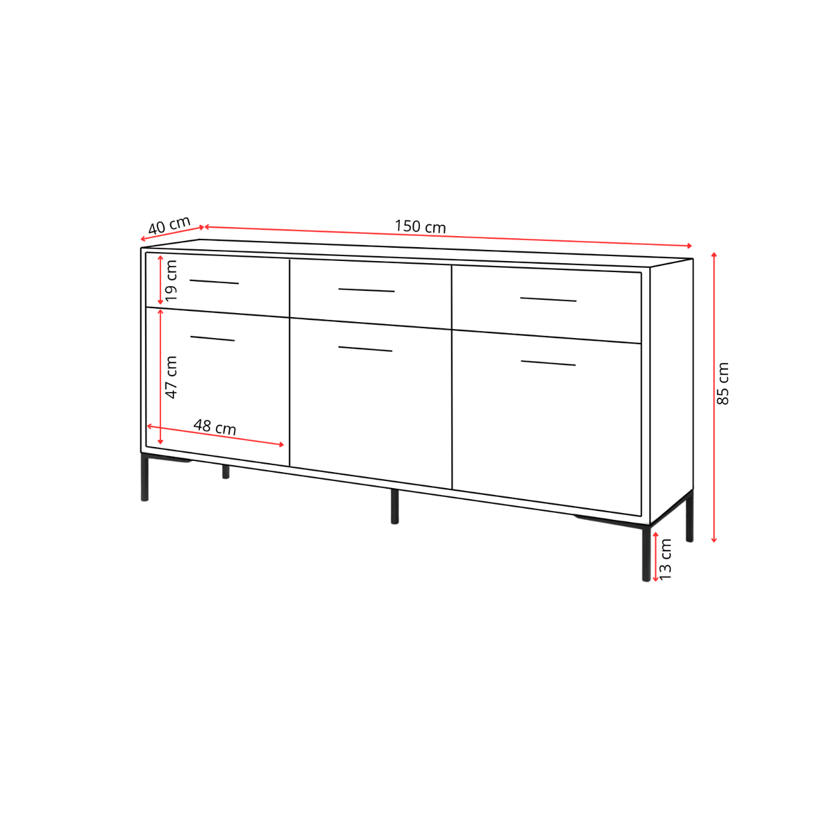 Komoda NORANO 150 cm Biały mat