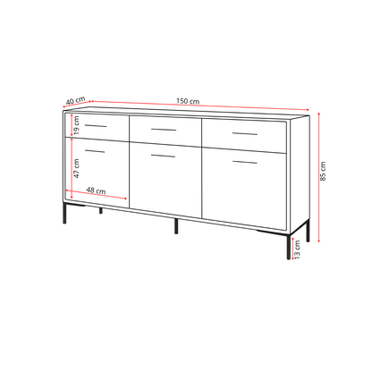 Komoda NORANO 150 cm Biały mat