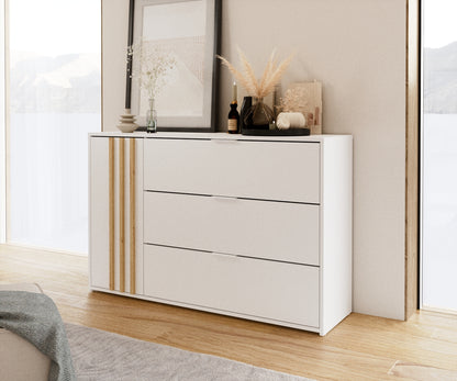 Komoda ESPELIS 125 cm Biały + Dąb artisan