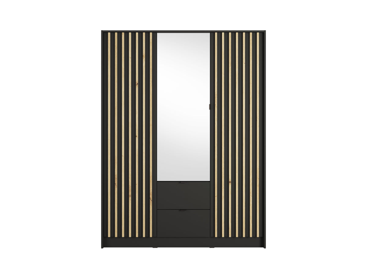 Szafa trzydrzwiowa z lustrem LUNOMA 150 cm Czarny onyx