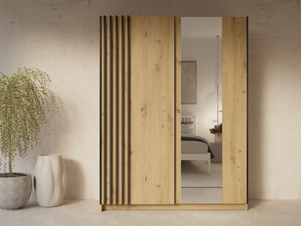 Szafa przesuwna z lustrem LINOX 150 cm Dąb artisan