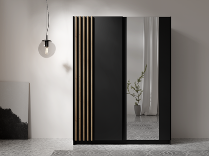 Szafa przesuwna z lustrem LINOX 150 cm Czarny