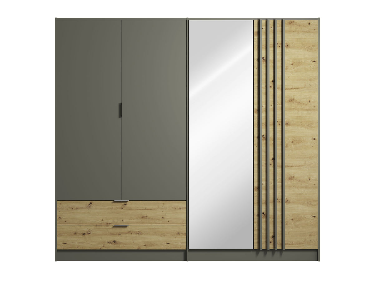 Szafa czterodrzwiowa NESTILA 220 cm Szary + Dąb artisan