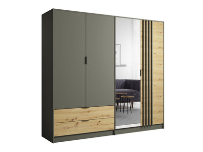 Szafa czterodrzwiowa NESTILA 220 cm Szary + Dąb artisan