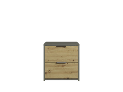 Stolik nocny NESTILA 45 cm Szary + Dąb artisan