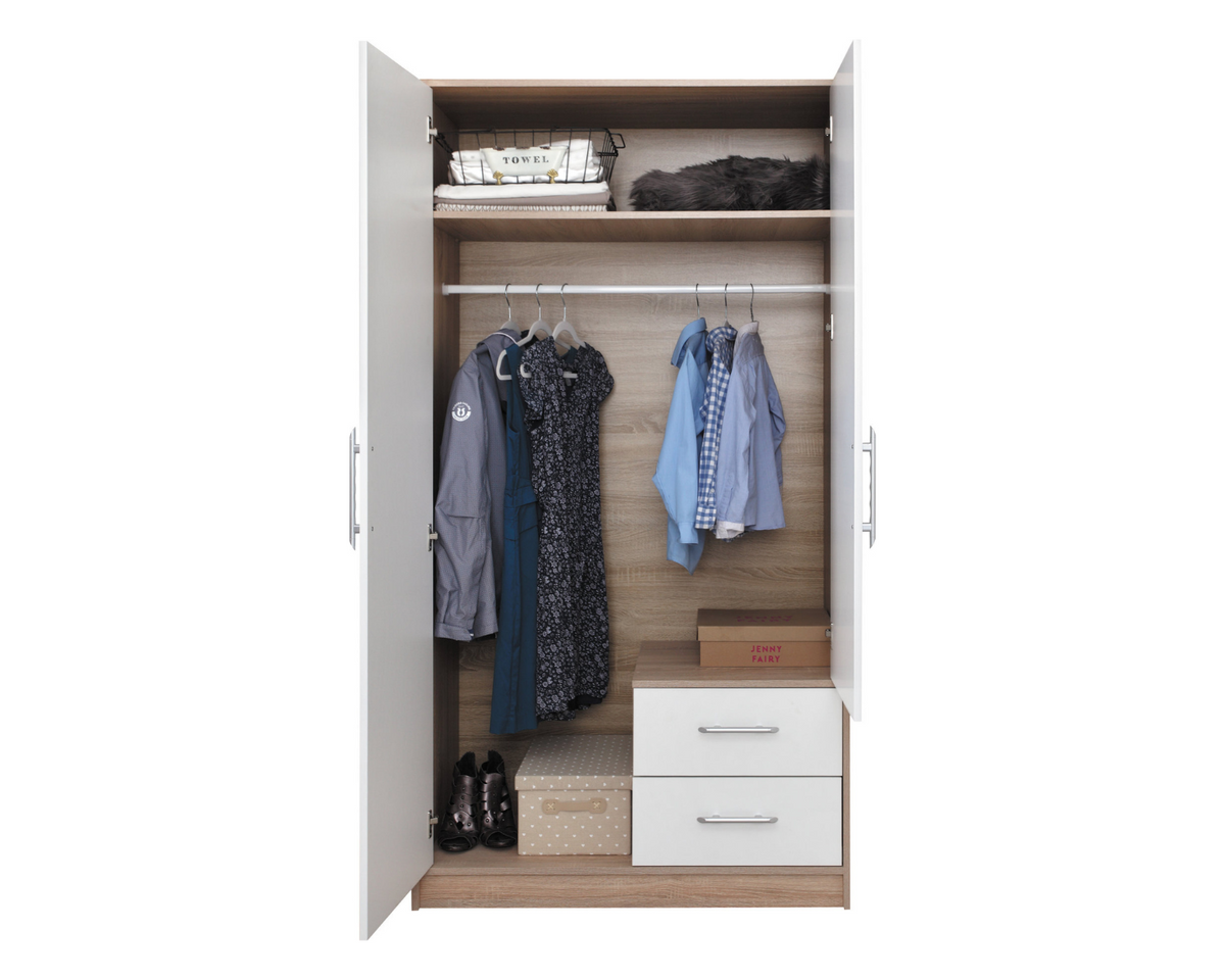 Szafa dwudrzwiowa VENTO 100 cm Dąb sonoma + biały