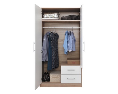 Szafa dwudrzwiowa VENTO 100 cm Dąb sonoma + biały
